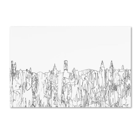 Marlene Watson 'Aberdeen Scotland Skyline BW Thin Line' Canvas Art,12x19